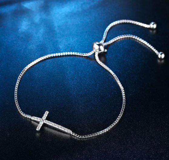Faith Cross Adjustable Slider Clasp Bracelet