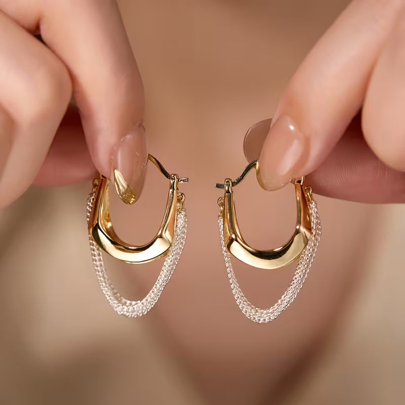 Elegant Golden Drop Clip-On Earrings