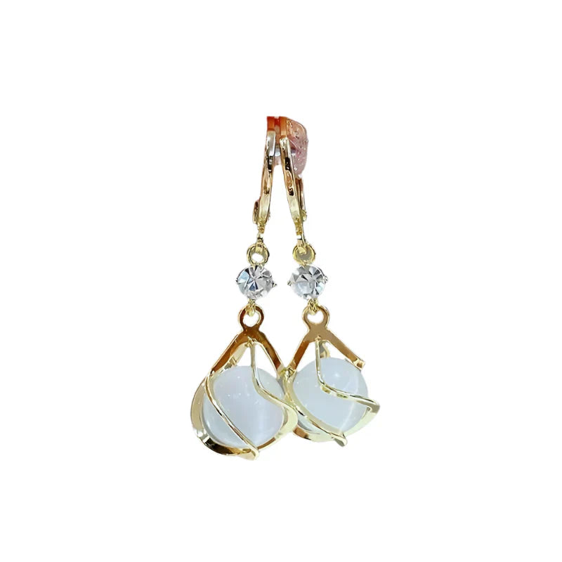 Violet | Gold Drop Earrings With White Opal