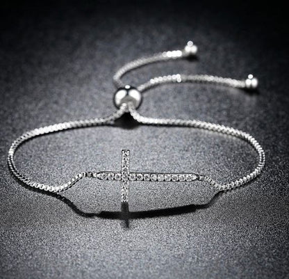 Faith Cross Adjustable Slider Clasp Bracelet