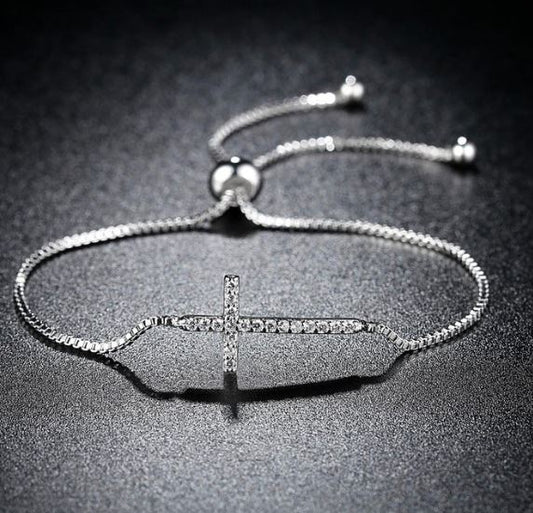Faith Cross Adjustable Slider Clasp Bracelet