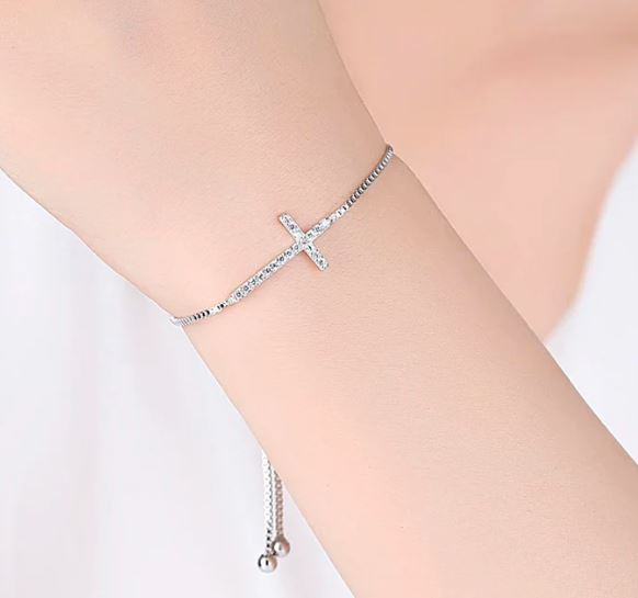 Faith Cross Adjustable Slider Clasp Bracelet