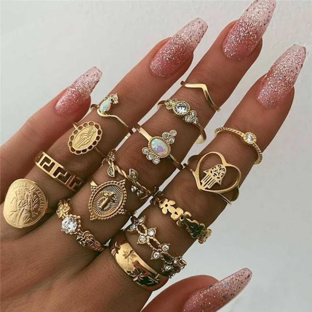 Unique rings set with 8 to 12 rings