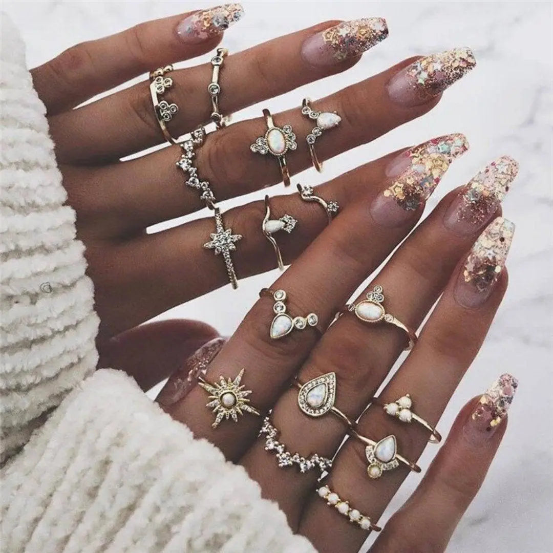 Unique rings set with 8 to 12 rings