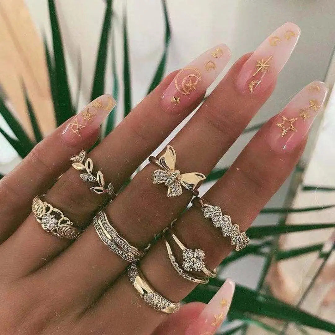 Unique rings set with 8 to 12 rings