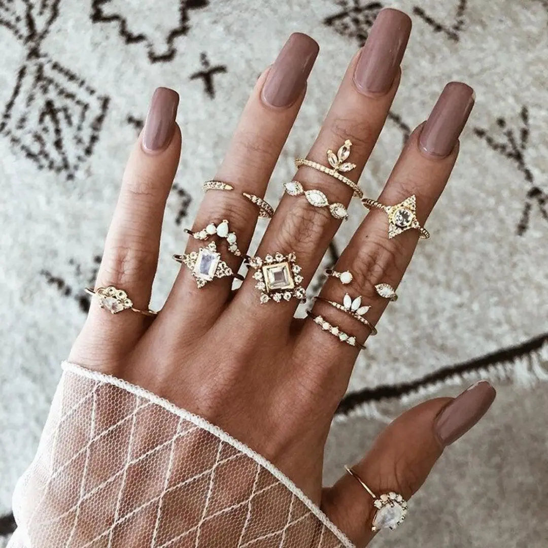 Unique rings set with 8 to 12 rings