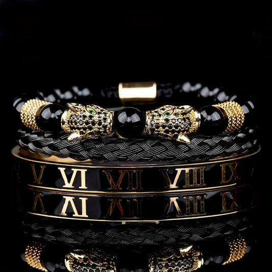 Men's Luxury Double Leopard Head Bracelet Collection