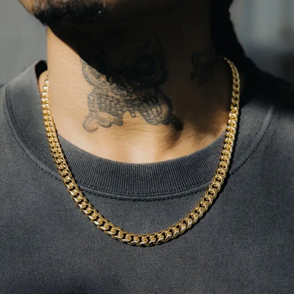 Gold Plated Stainless Steel Cuban Chain Necklace