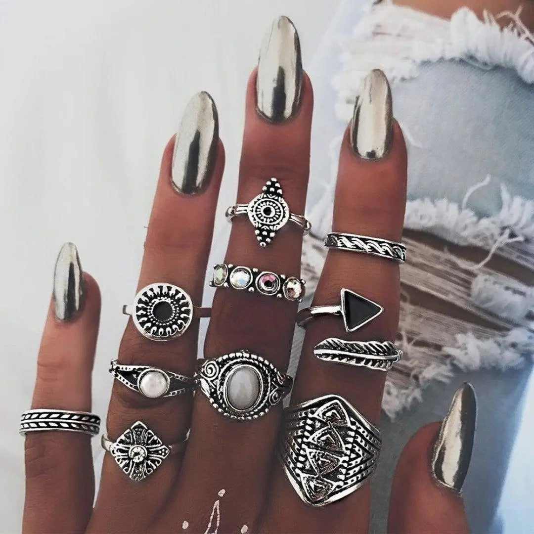 Unique rings set with 8 to 12 rings