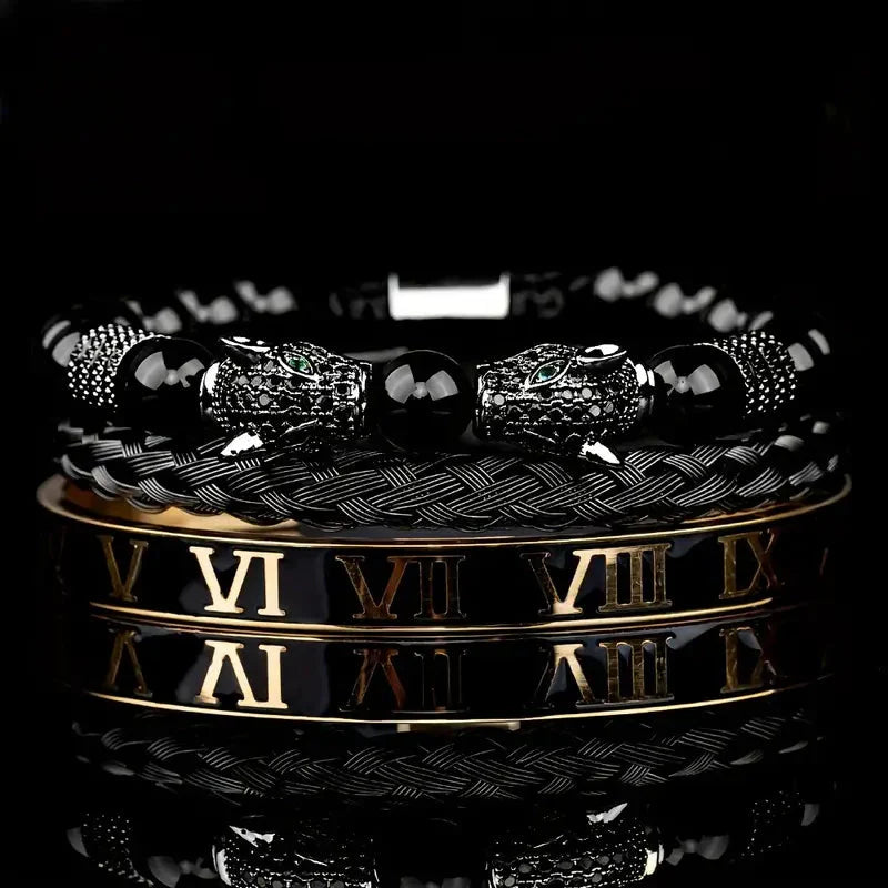 Men's Luxury Double Leopard Head Bracelet Collection