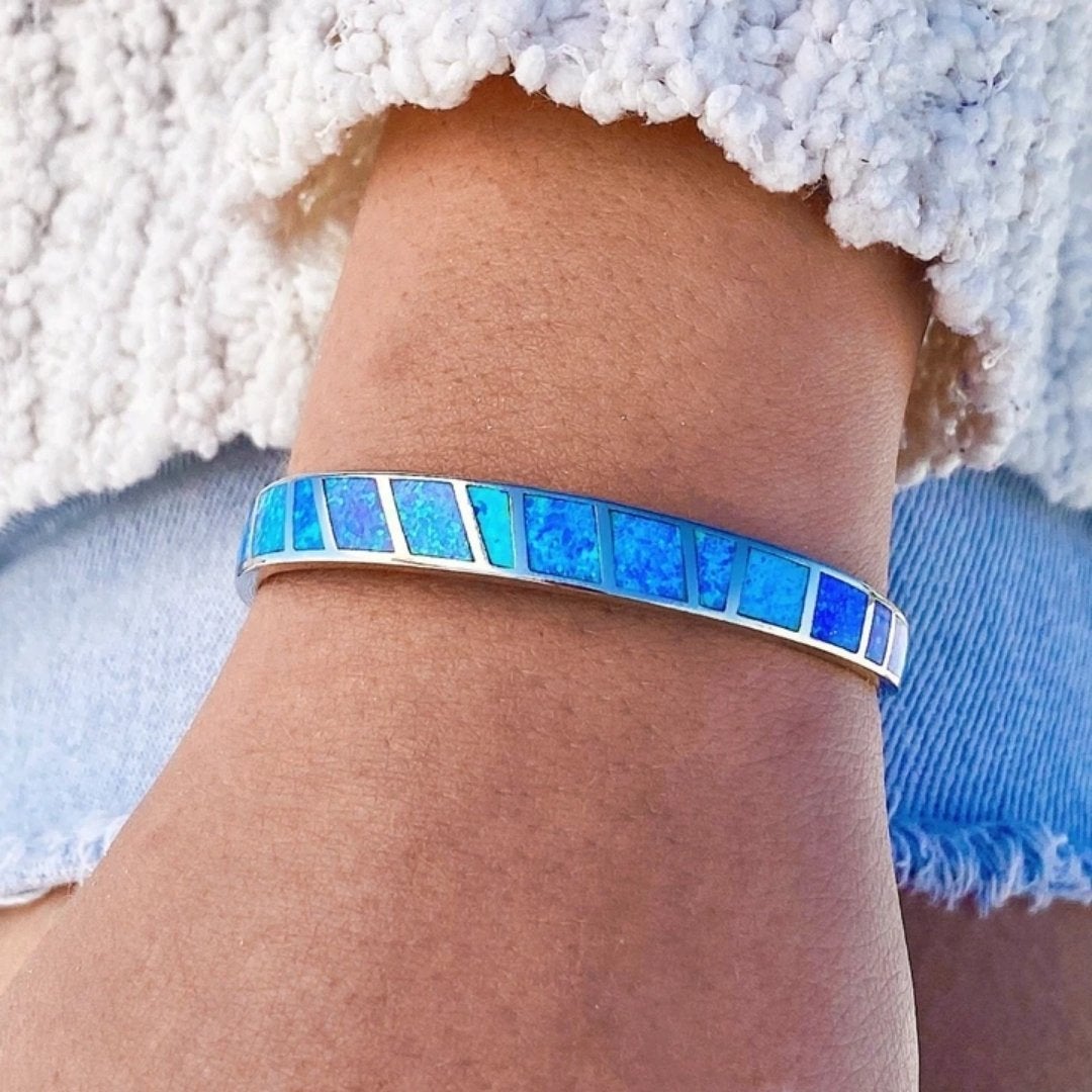 Blue Silver Opal Bracelet