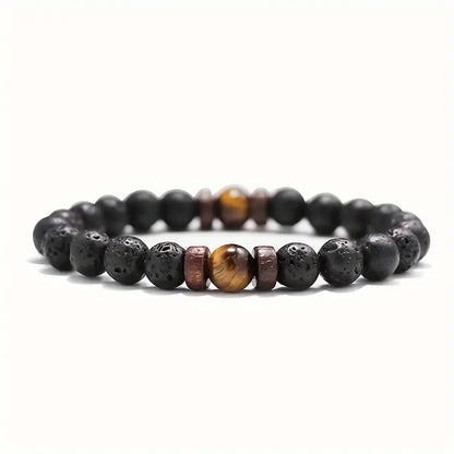 Vintage Earthy Stone Beaded Masculine Bracelet Premium