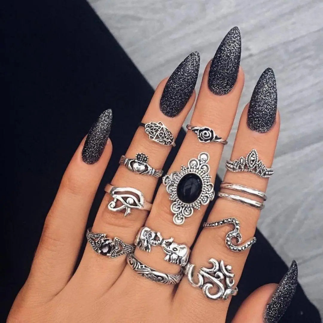 Unique rings set with 8 to 12 rings