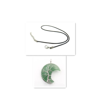 Moon Crystal Tree of Life Pendant Necklace Accessories