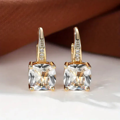 Mystic Gemstone Stone Hoop Gold Earrings