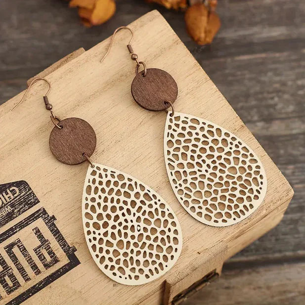 Vintage leather dangle earrings