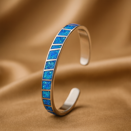 Blue Silver Opal Bracelet