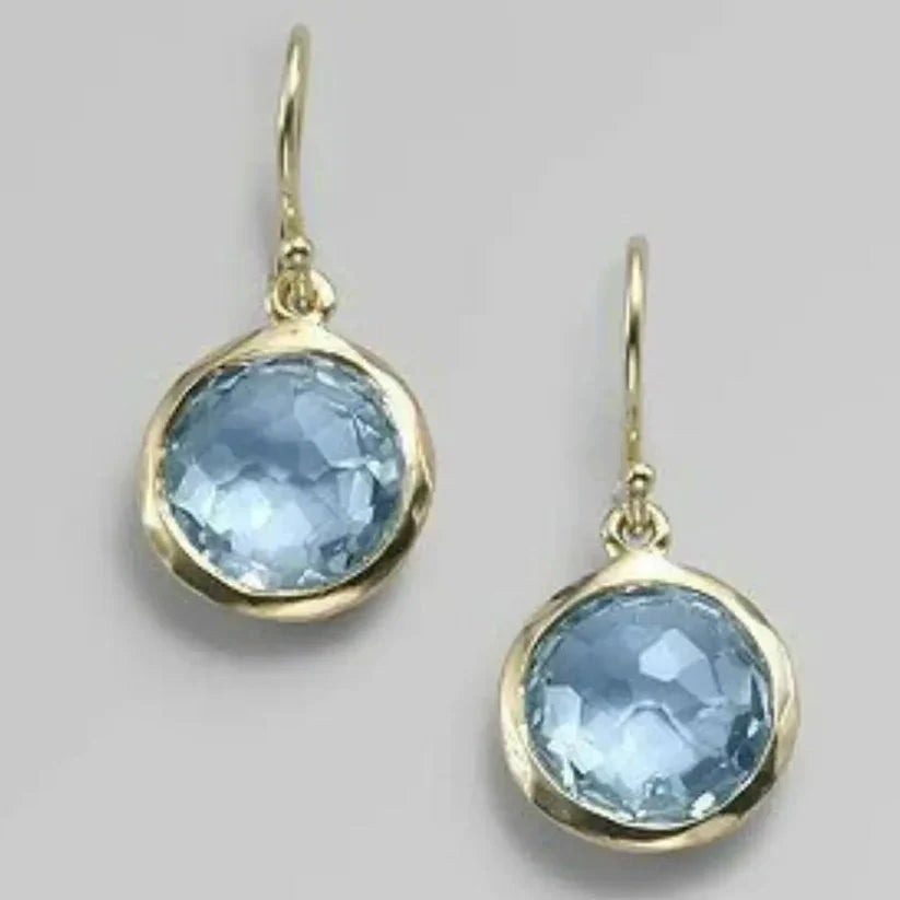 Vintage blue crystal inlaid earrings