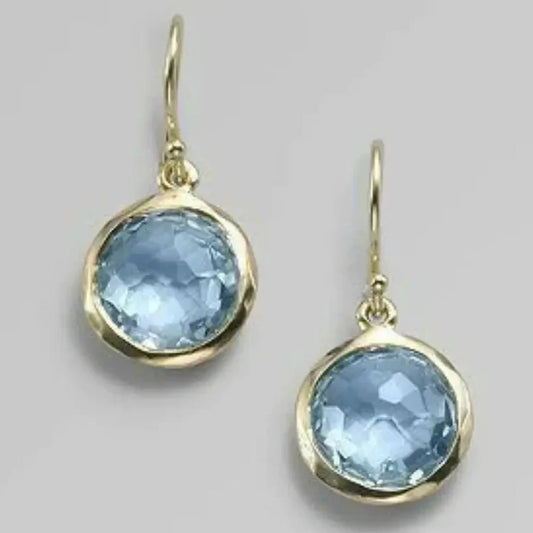 Vintage blue crystal inlaid earrings