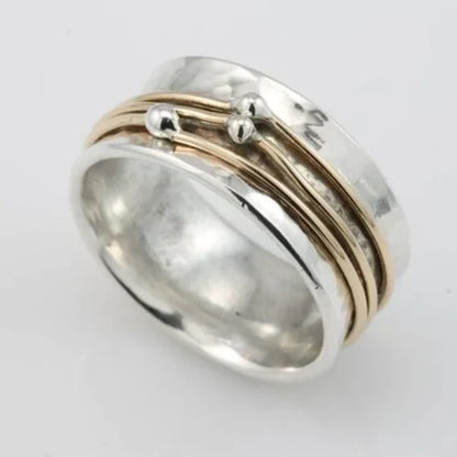 1+1 Offer: Elena - Vintage silver ring with gold plating + Vintage Hoop Earrings in Gold and Silver