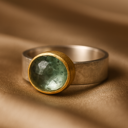 Vintage Green Round-Stone Ring