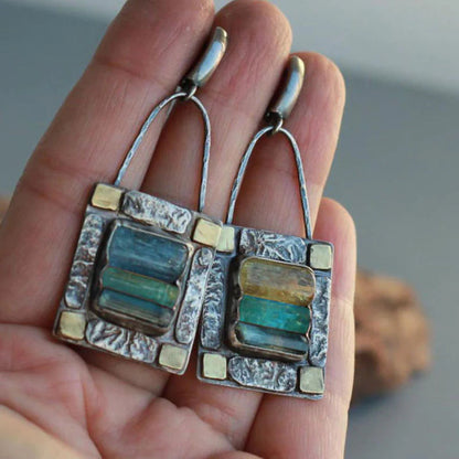 Vintage Blue & Green Crystal Earings