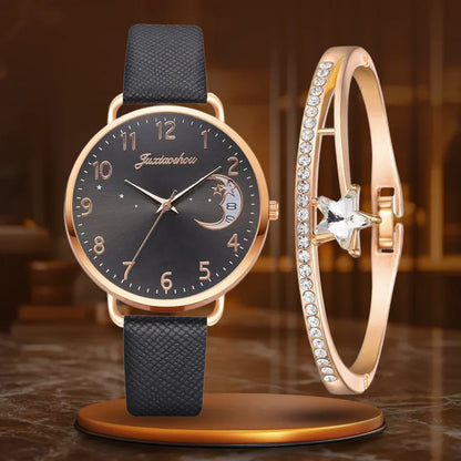 Francis | Watch and Bracelet Set with Moon-Shaped Dial