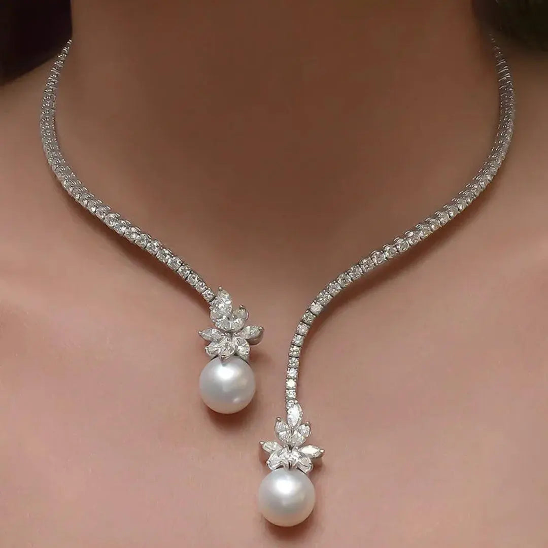 Elegant Silver Pearl Necklace