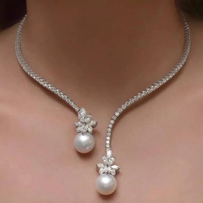 Elegant Silver Pearl Necklace