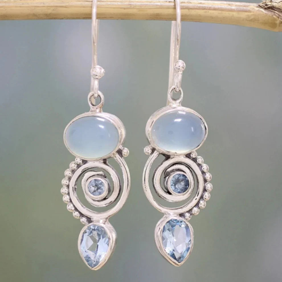 Vintage Moonstone Earrings in Silver