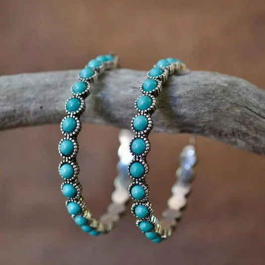 Vintage Circular Turquoise Earrings