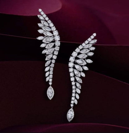 Halo Marquise Cut White Sapphire Drop Earrings
