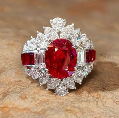 Vintage Oval Cut Ruby Engagement Ring