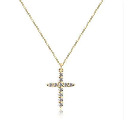 Diamond Cross Crown Necklace
