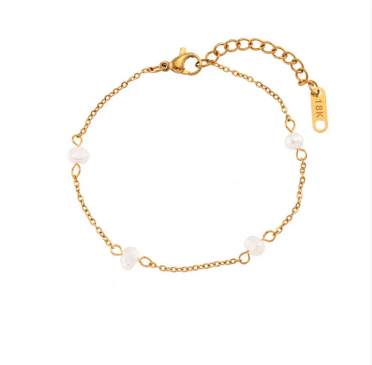 Stainless Steel Pearl Necklace & Bracelet Set