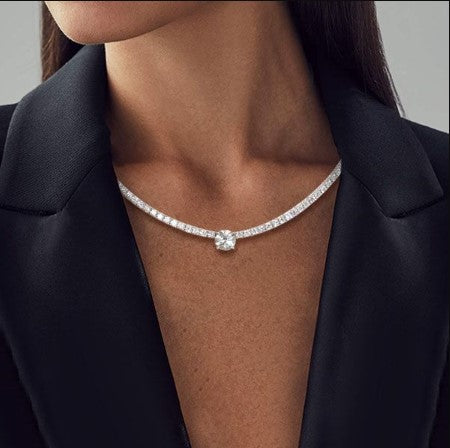 Round Cut White Sapphire Wedding Necklace