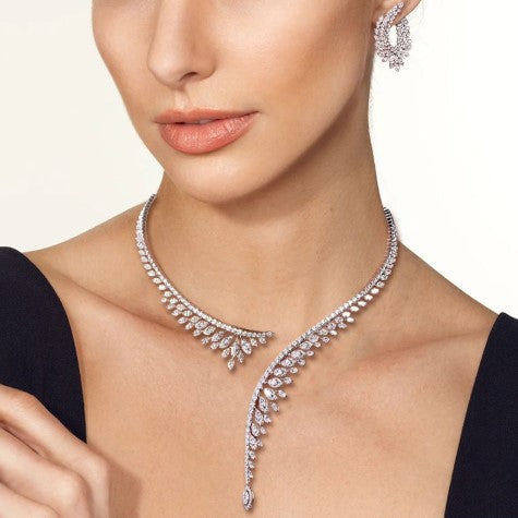 Marquise Cut White Sapphire Jewelry Set – Necklace & Earrings