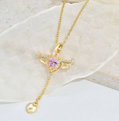 Cupid Heart Angel Wings Necklace