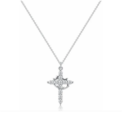 Cross Crown Rotatable Necklace