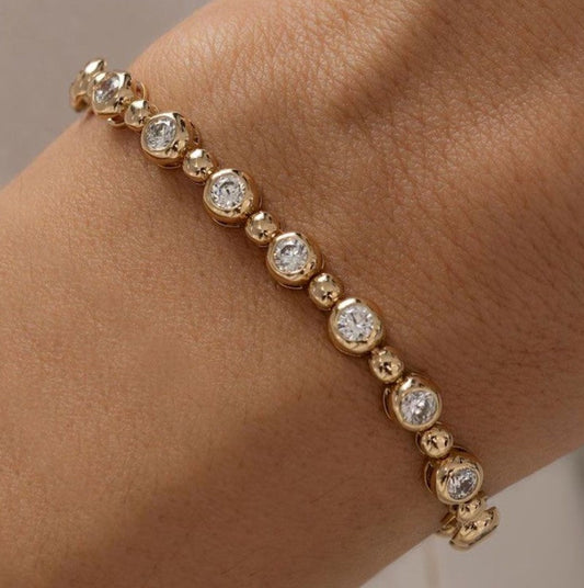 Golden Round Cut White Sapphire Bracelet