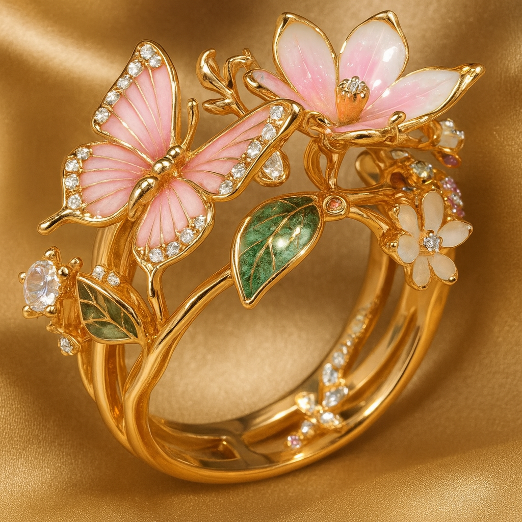 Elegant Golden Floral Ring