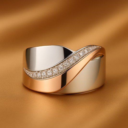 Vintage Rose Gold & Silver Zirconia Ring