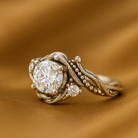 Elegant Silver Branch Zirconia Ring