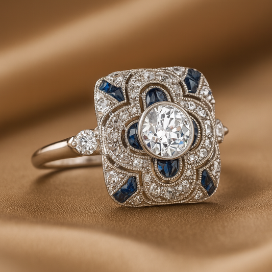 Blue Zircon Classic Vintage Ring