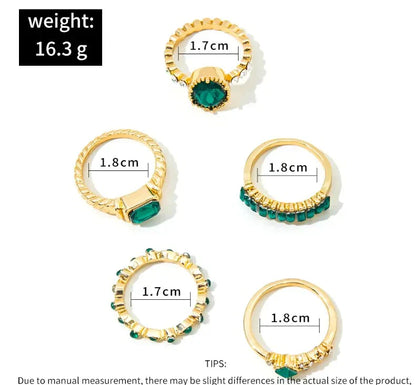 Zarina Exquisite Emerald Gold Ring Set