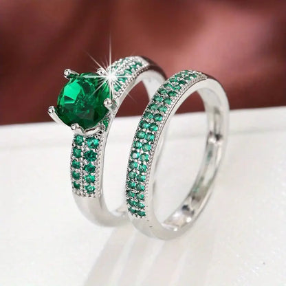 Gold Zirconia Eternity Rings Set