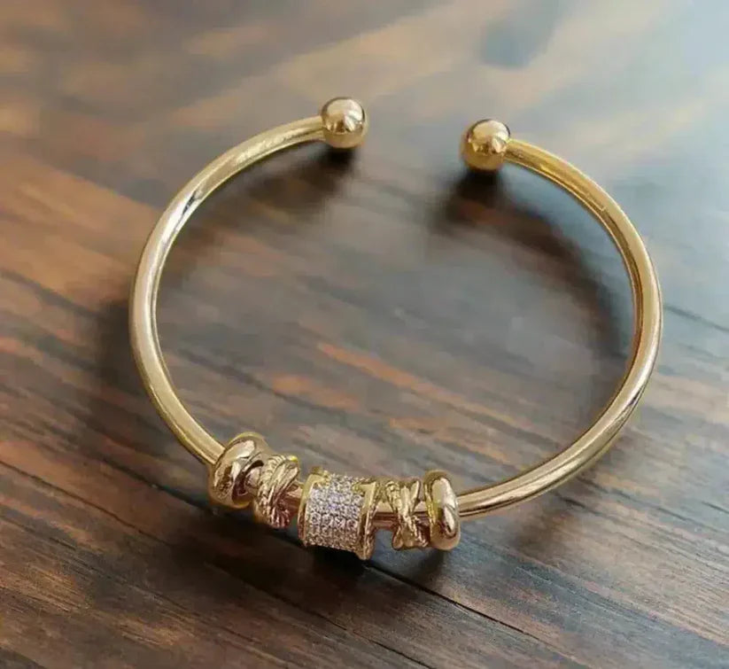 1+1 Offer: Triangular Hollow Earrings with Elegant Pearls + Adjustable bracelet with golden charms