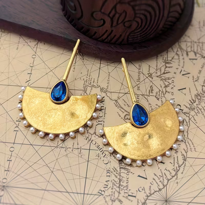 Boho Fan-Shaped Dangle Earrings