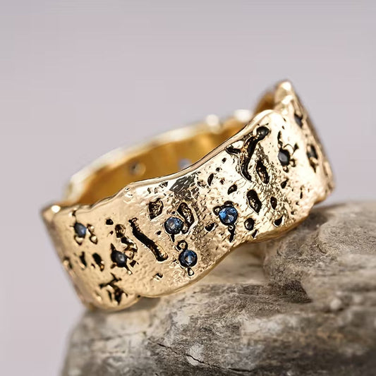 Vintage Blue Zirconia Irregular Ring