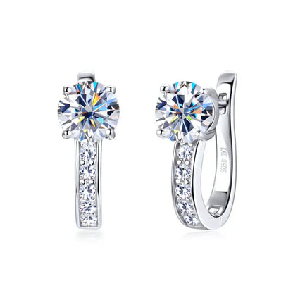 Channel Moissanite Huggie Earrings